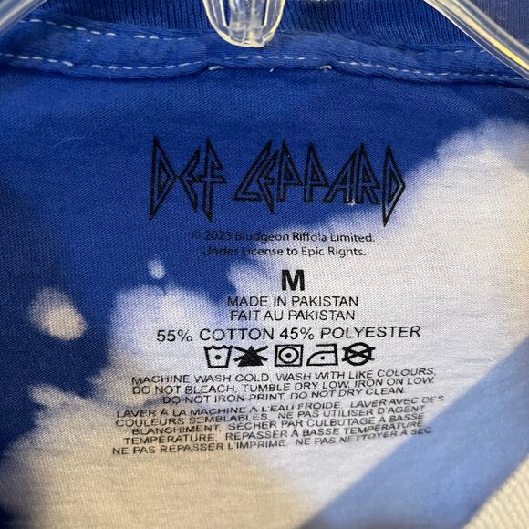 Def Leppard Animal 1987 Band Tee Bleach Tie Dye Blue White Medium NWOT - Picture 3 of 5